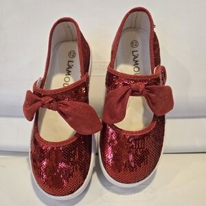 Toddler Girls Size 12- Red Sparkle Shoes